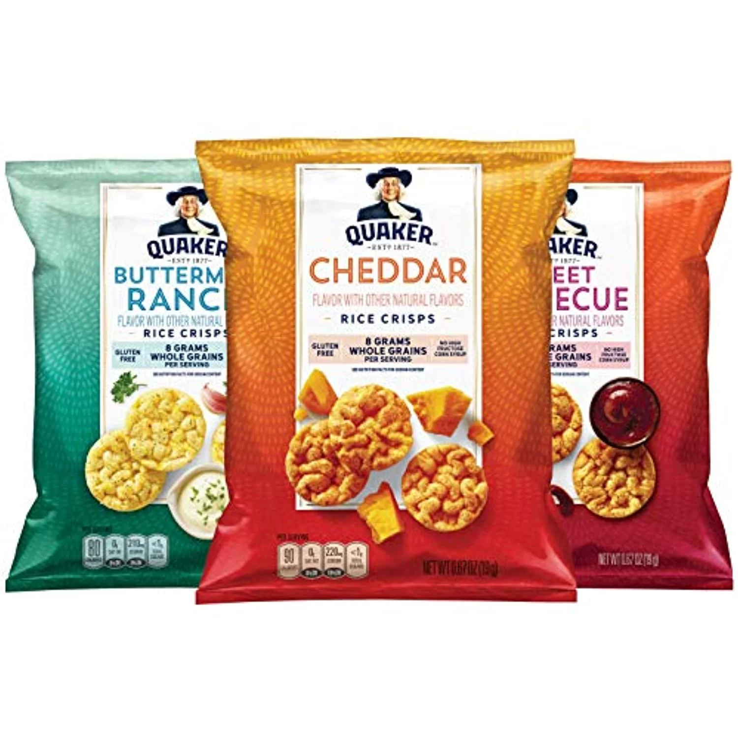 Quaker Rice Crisps, Gluten Free, 3 Flavor, Single Serve, 0.67 (Pack Of 30), Savory Variety Pack, 20.1 Oz