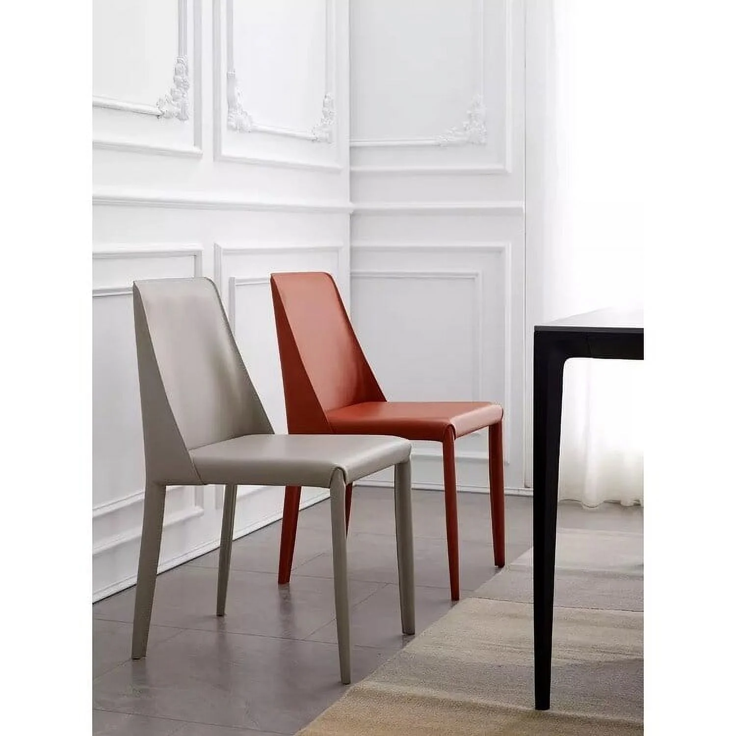 Elite Living Ace Mid-Century Modern Leather Dining Chair Gray