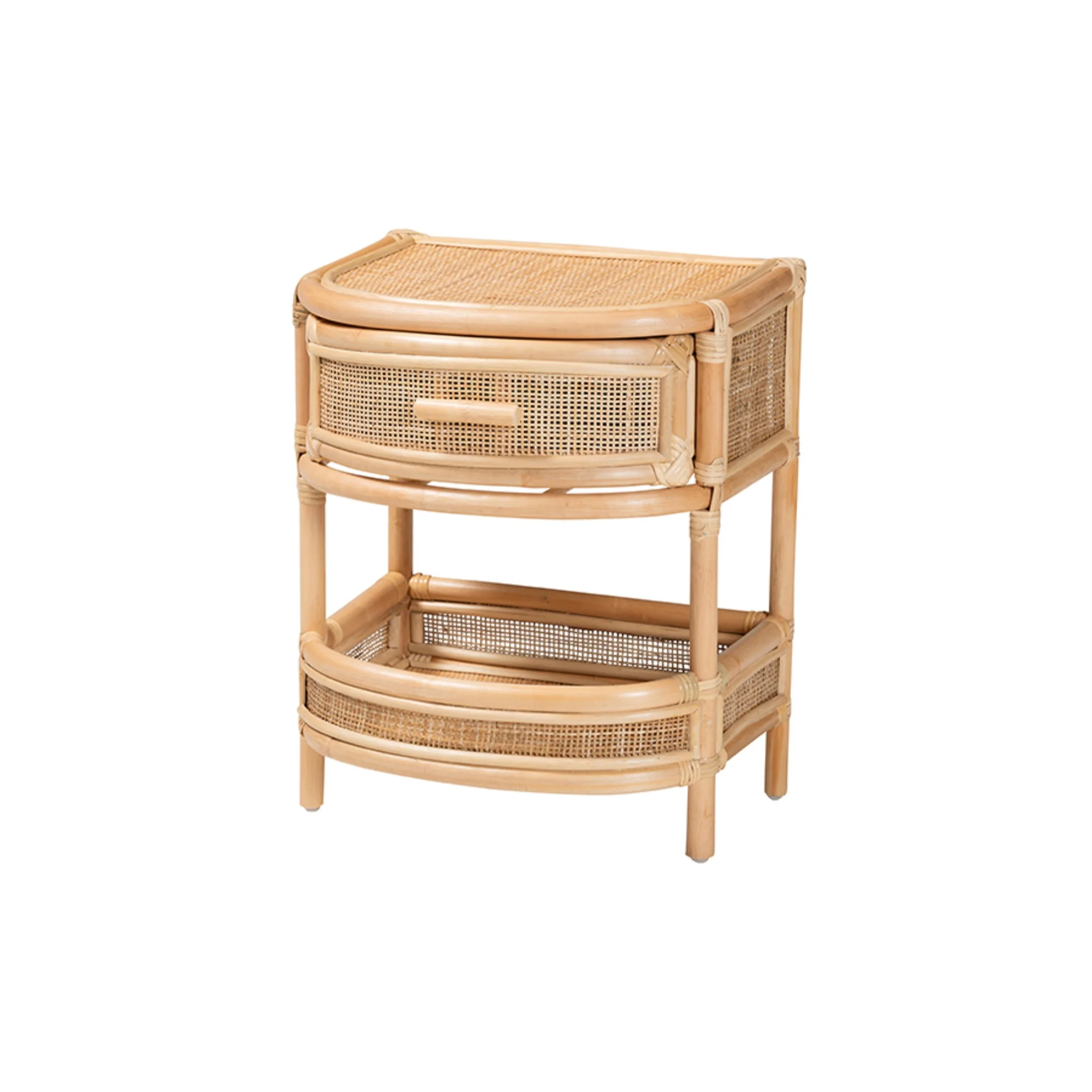 bali & pari Divitia Bohemian Natural Rattan 1-Drawer Nightstand