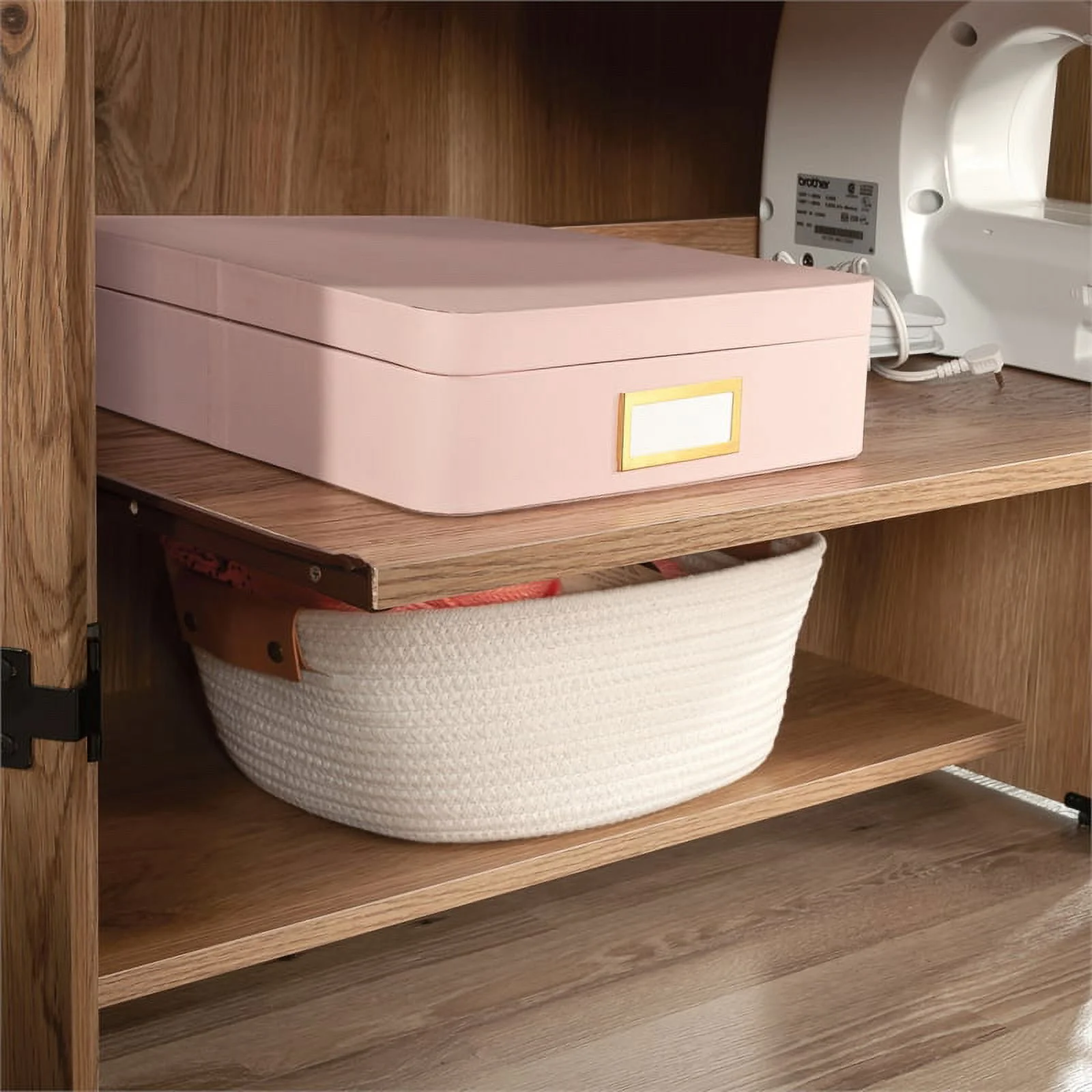 Pemberly Row Engineered Wood Multi-Purpose Armoire in Timber Oak Finish