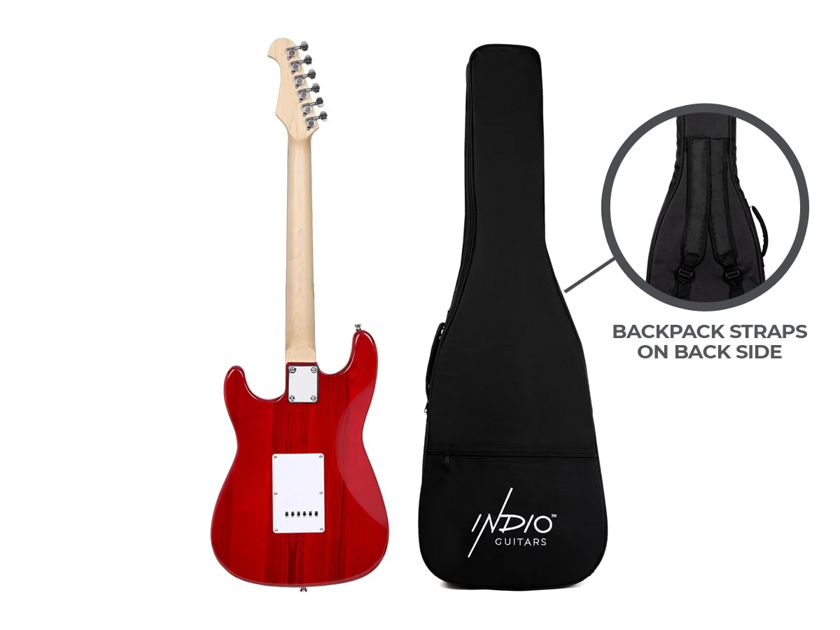 Monoprice Cali DLX Plus Solid Ash Electric Guitar - Cherry Burst, With Gig Bag, Ash Body, Maple Neck, Professionally Set-up in the US - Indio Series
