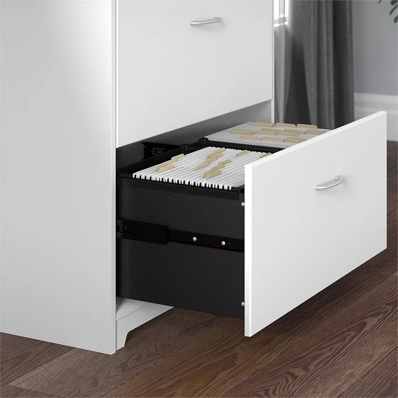 Home Square 2 Drawer Lateral Wood Filing Cabinet Set in White (Set of 2)