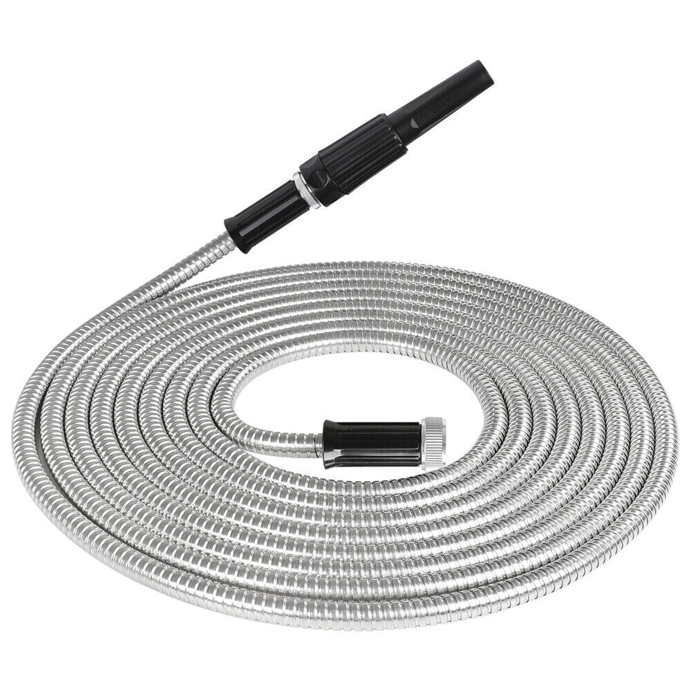 Lucky Monet 25/50/75/100FT  Stainless Steel Garden Water Hose w/ Adjustable Nozzle 25FT