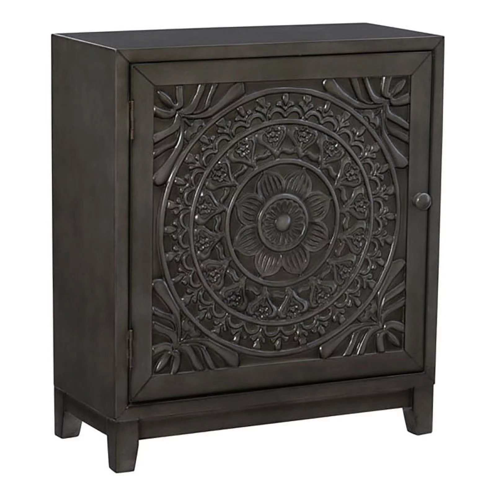 Pemberly Row Transitional Veneer Wood Accent Cabinet in Dark Gray