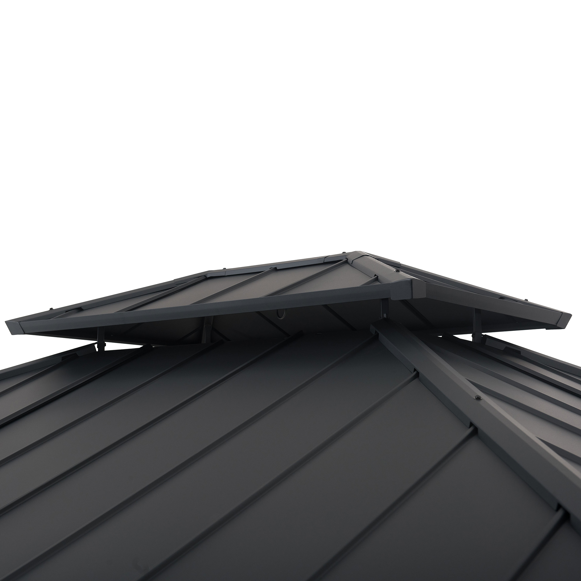 Sunjoy 10 ft. x 12 ft. Hardtop Gazebo with Netting & LED Lights (Batteries operated) and Remote control