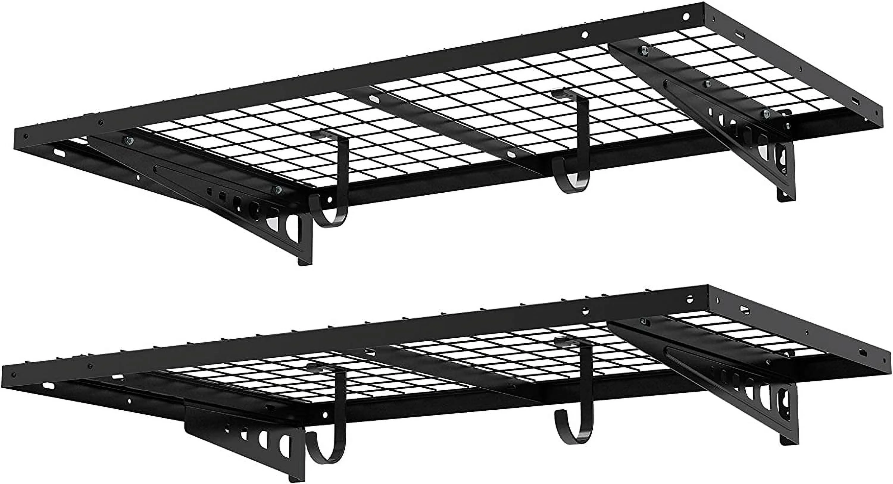 U-SHARE 2-Pack 2x4ft Garage Shelving with Hooks 24-inch-by-48-inch Bike Storage Rack, Black