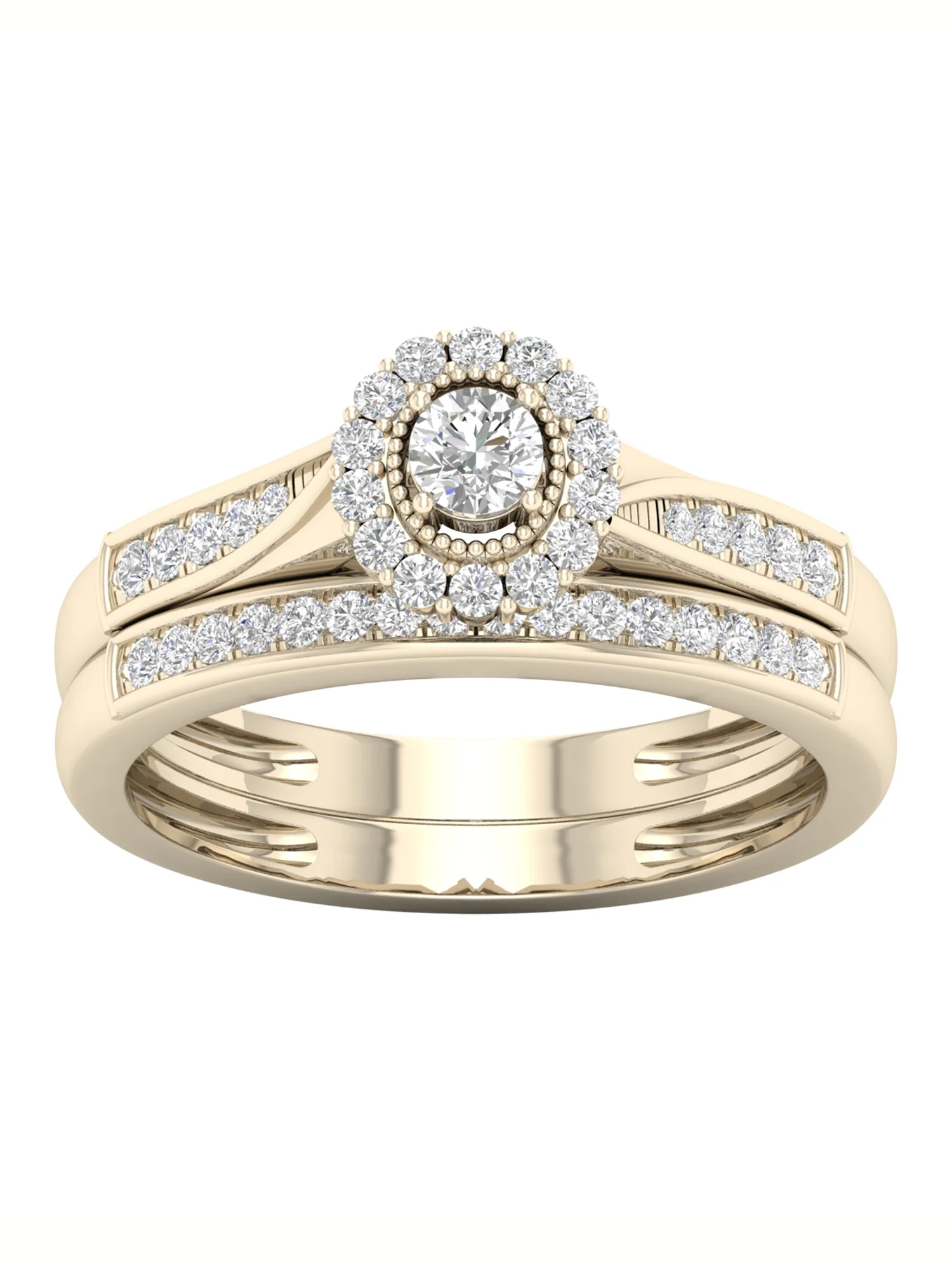Imperial 1/3Ct TDW Diamond 10k Yellow Gold Halo Bridal Set (H-I, I2)