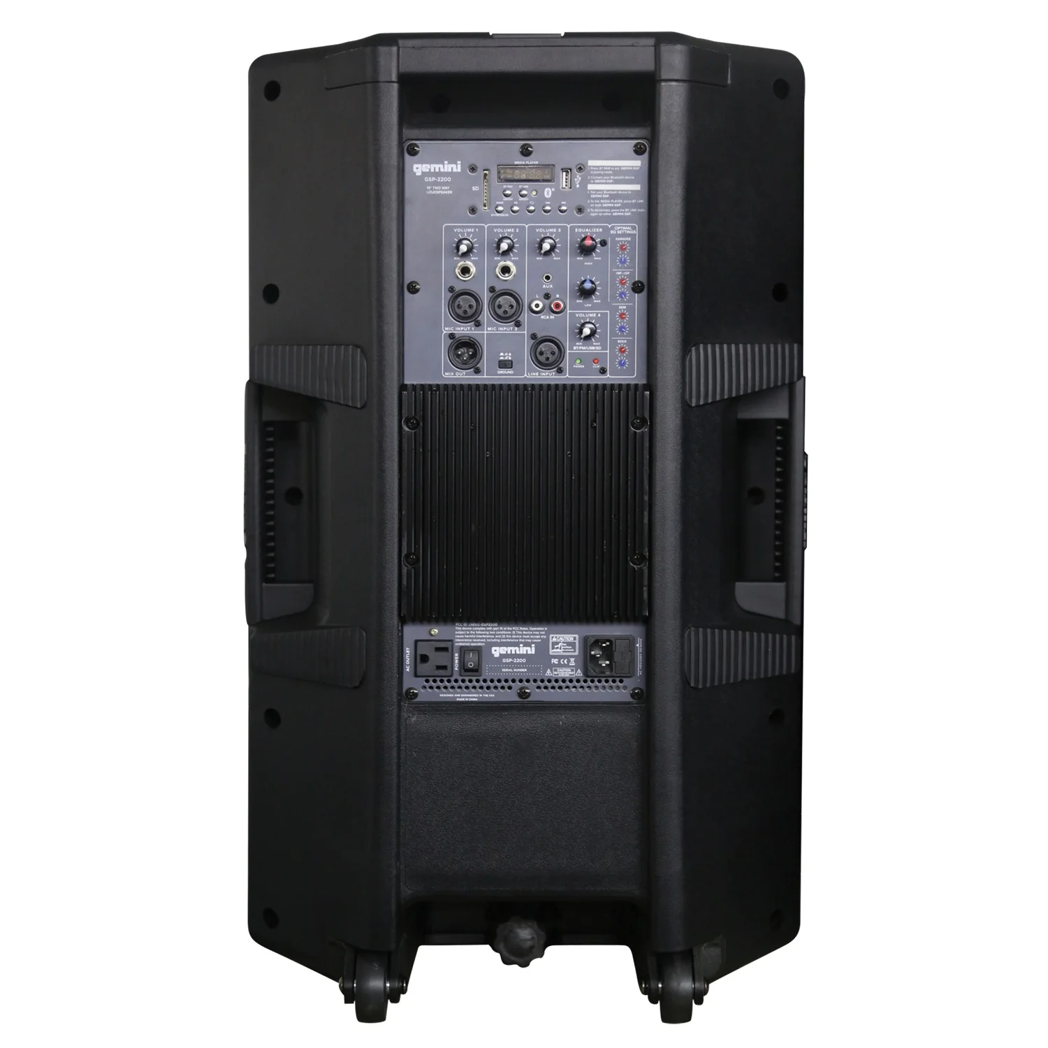 Gemini GSP-2200 Ultra Powerful Bluetooth 2,200 Peak Watt Speaker with Built-In Media Player & GMU-M100 UHF Single Wireless Microphone System, 843631170854