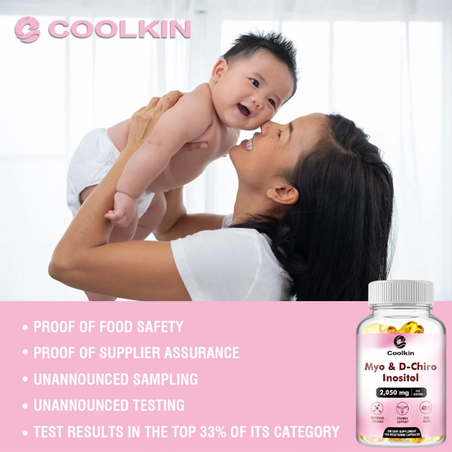 Coolkin Myo & D-Chiro Inositol 2050mg-Female Fertility Health,Regulate Menstrual Cycle(30/60/120pcs)