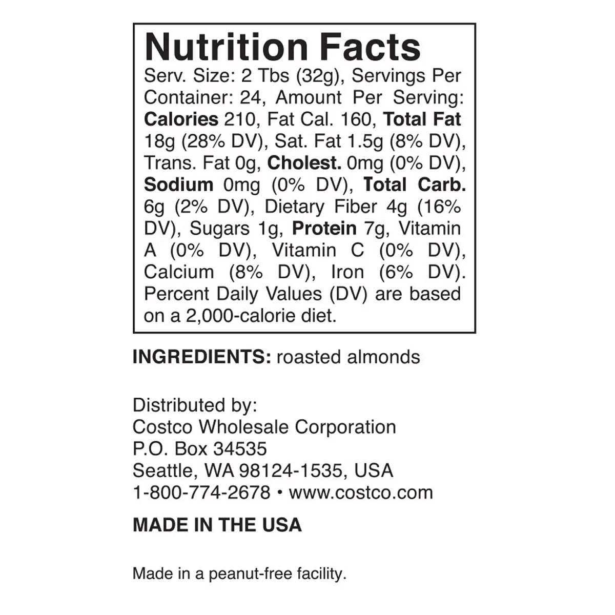 Kirkland Signature Creamy Almond Butter, 27 oz