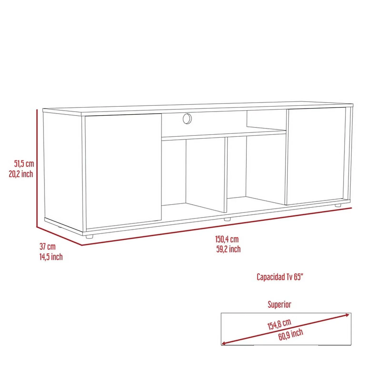 Home Square 2-Piece Set with Engineered Wood Coffee Table and TV Stand
