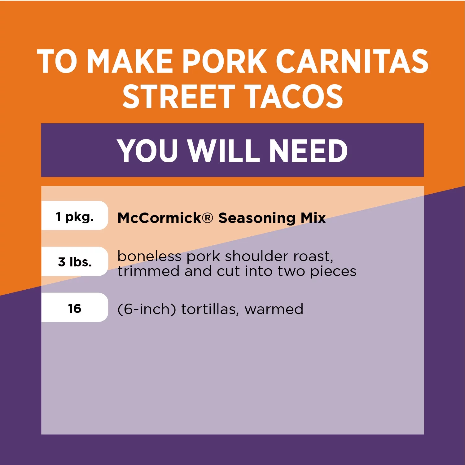 McCormick Street Taco Pork Carnitas Seasoning Mix, 1 oz Envelope