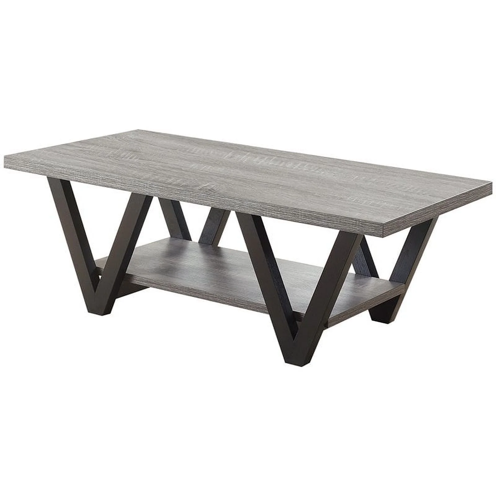 Pemberly Row V Shaped Coffee Table in Gray and Black
