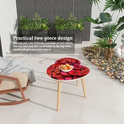 TQJKLFDY Small Coffee Nesting  Abstract Stained Glass Mosaic Triangle End  Center   Modern   Room Bedroom Balcony