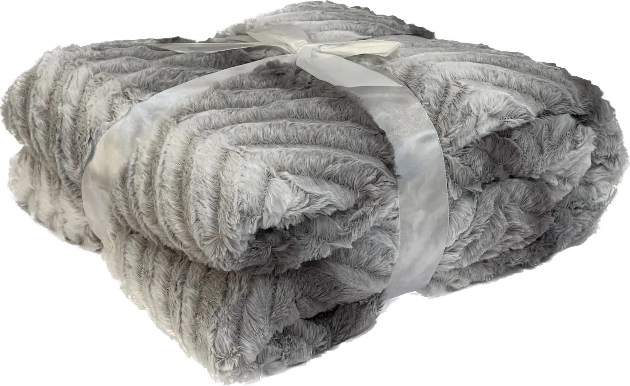Throw Blanket - Malaga - Platinum -  Traditional - Front: Faux Fur / Back: Serpa - 60