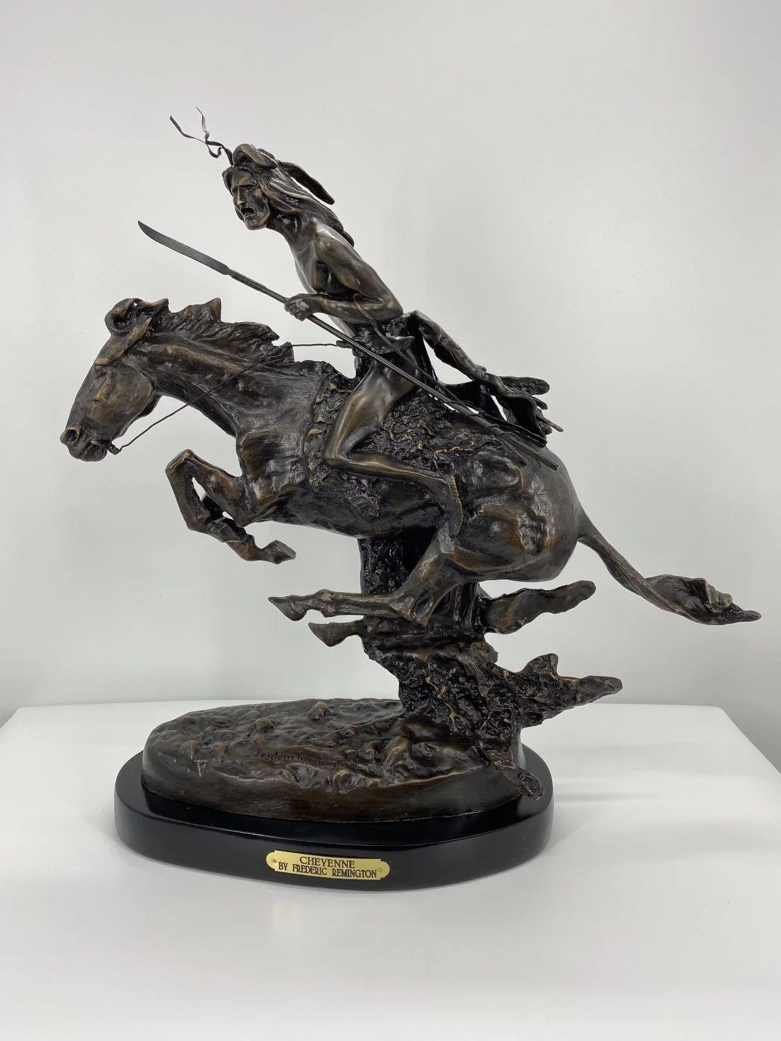 Frederic Remington Solid American Bronze Statue 