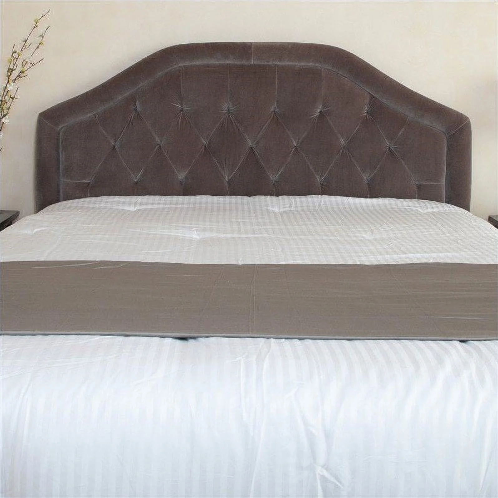 Noble House Rafael Adjustable Queen-Full Tufted Panal Headboard in Gray