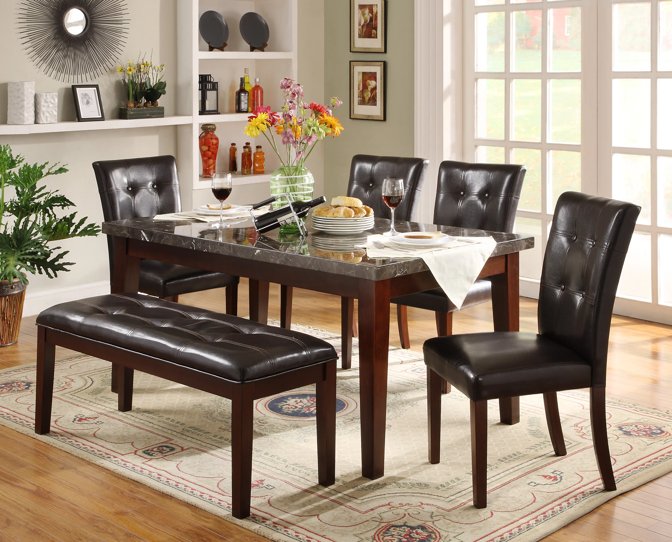 Weston Home Faux Marble 6-Piece Dining Set