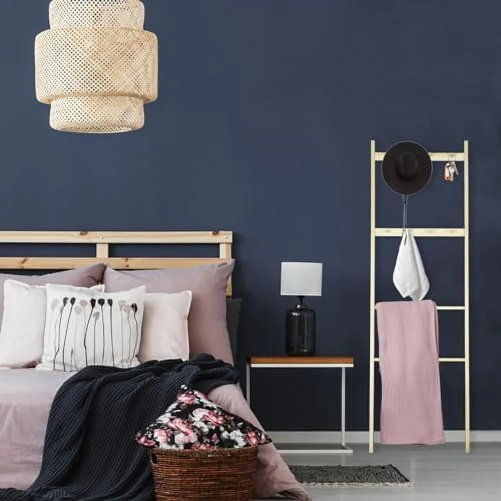 ZFGSUIJN Blanket Ladder  Wooden Blanket Holder  Blanket Quilt Holder Rack Decorative Ladder   Blanket Ladder  Rack for The Bedroom Bathroom Home Decor  Grey