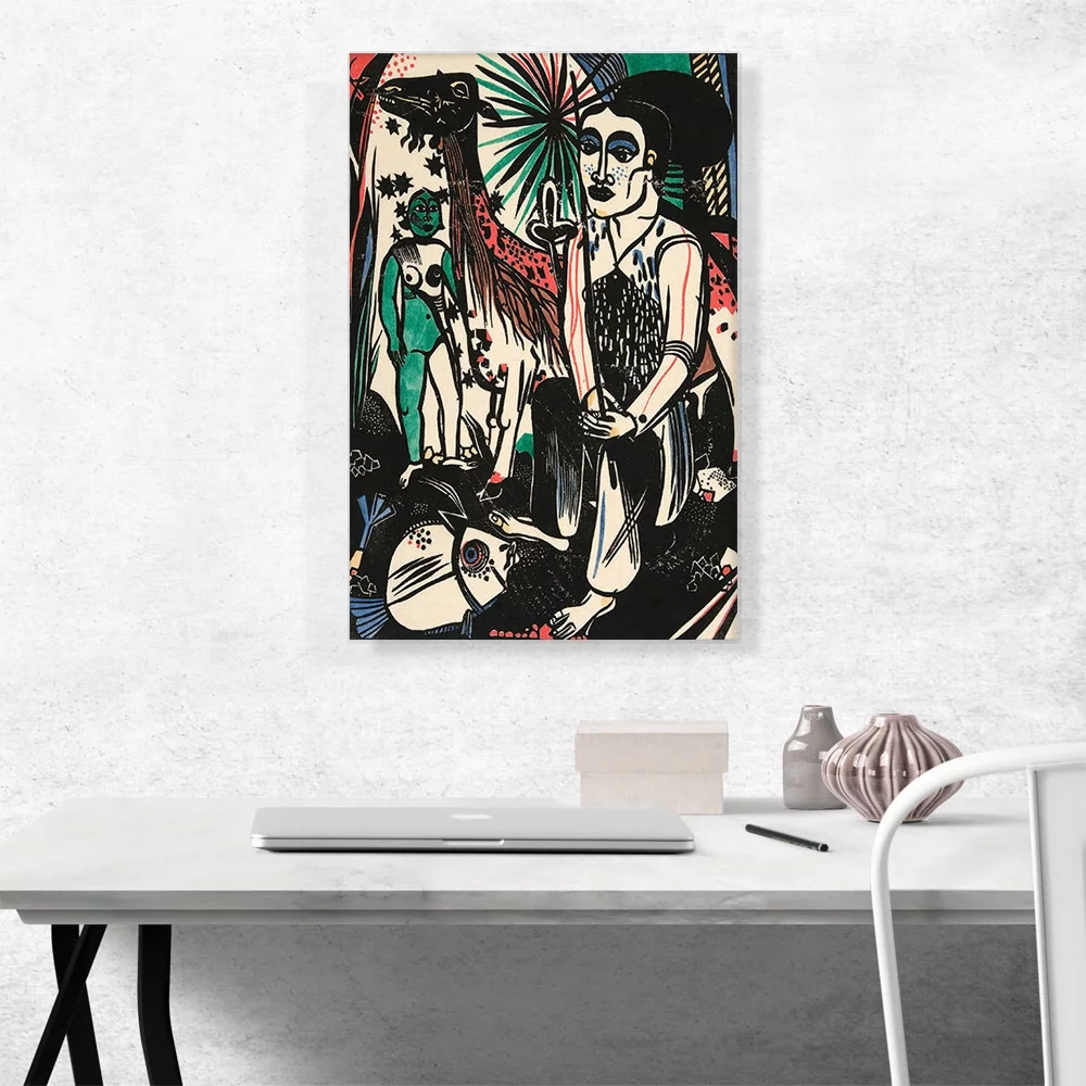 ARTCANVAS Shepherd With Large Goat 1920 Canvas Art Print by Heinrich Campendonk - Size: 26