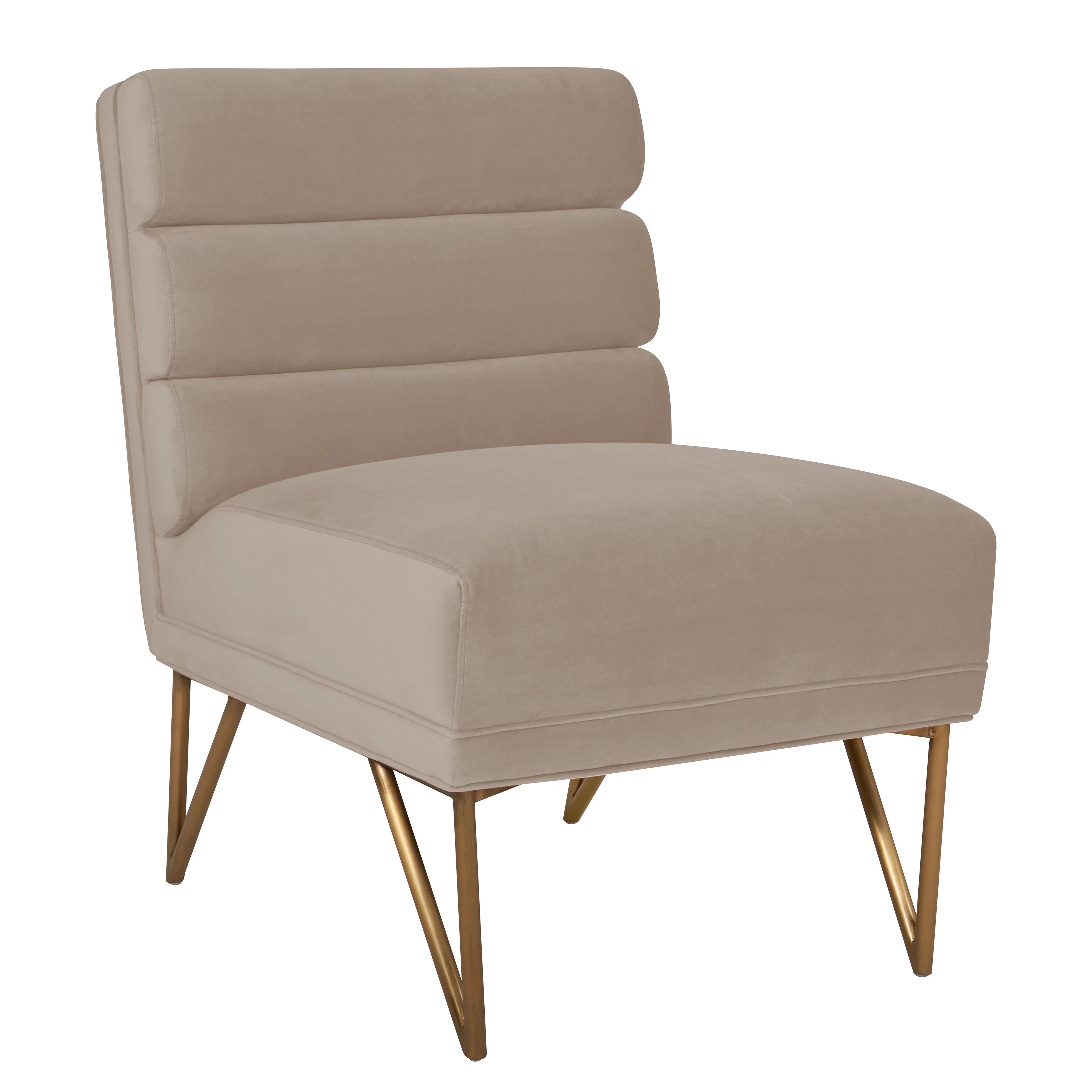 TOV Furniture Kelly Cream Velvet Chair with Gold Legs
