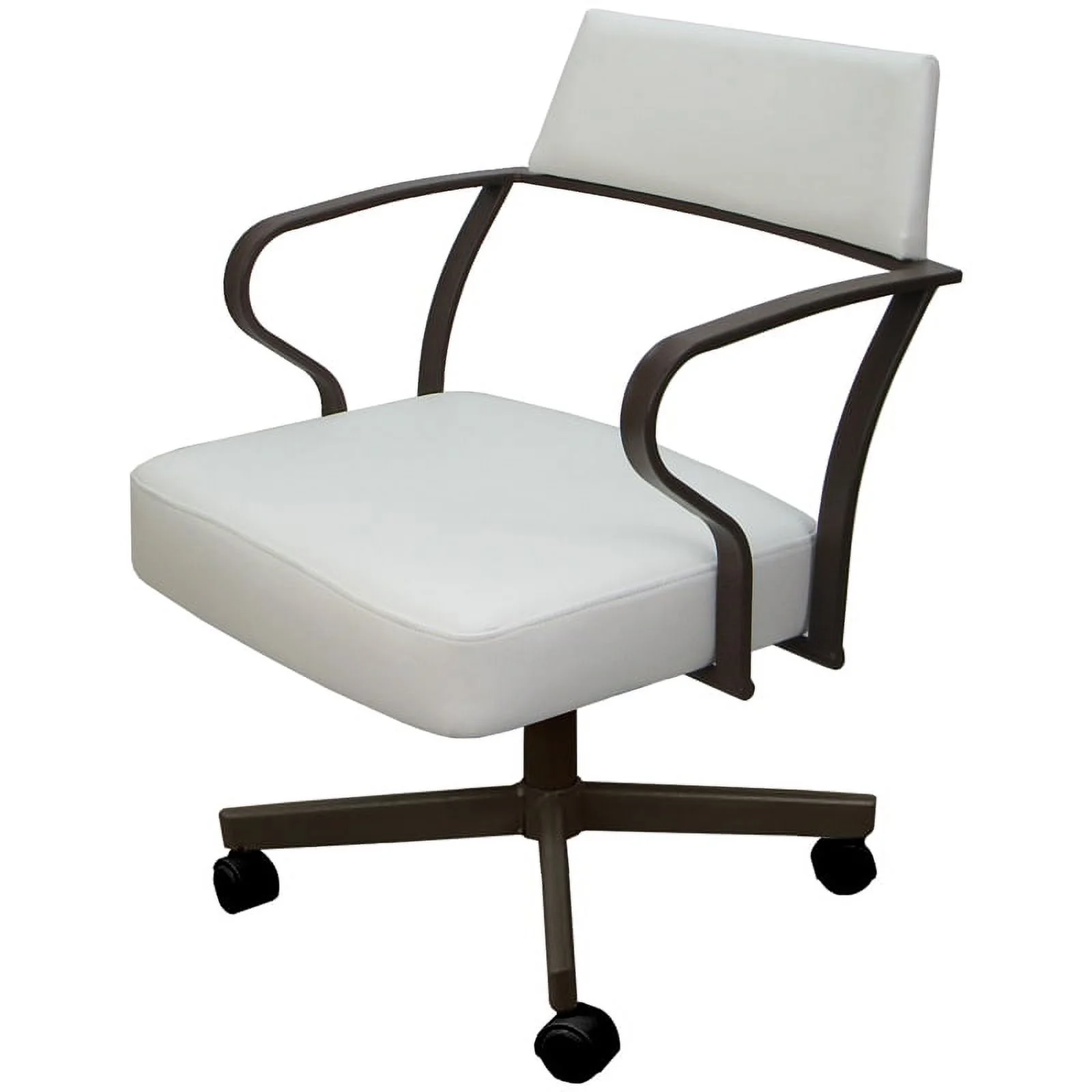 Pemberly Row Swivel Tilt Metal Dining Caster Chair - White - Brown