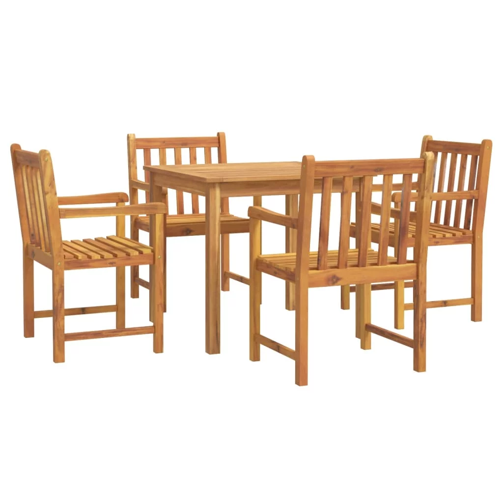 Walmeck 5 Piece Patio Dining Set Solid Wood Acacia