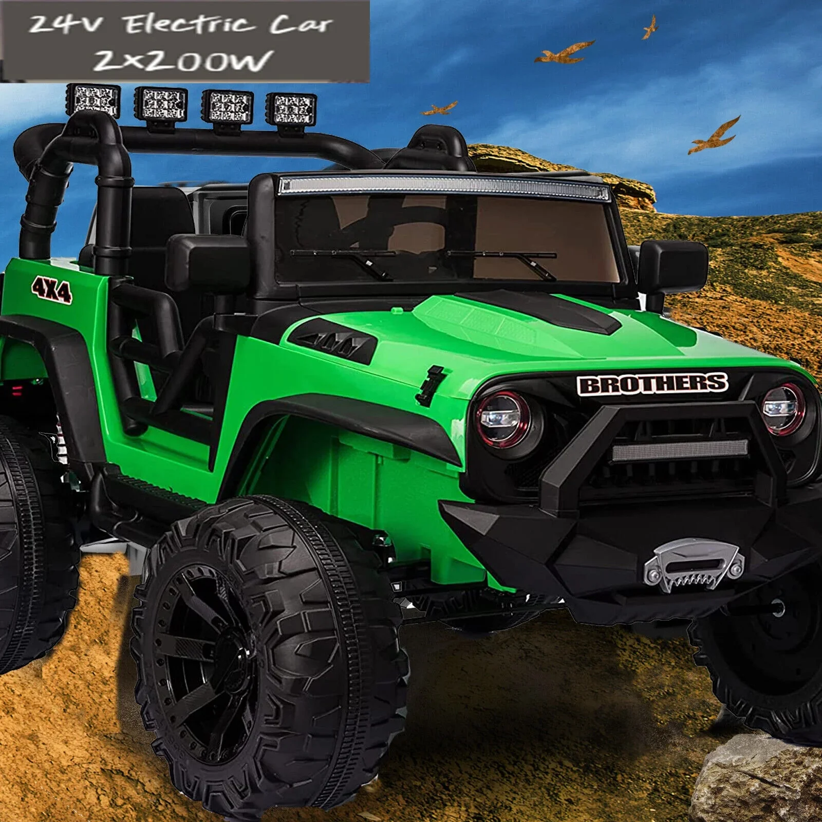 Premium 24V Electric Kids Ride-On Truck with MP3, LED Lights, Remote Control, and 2 Seats - 400W