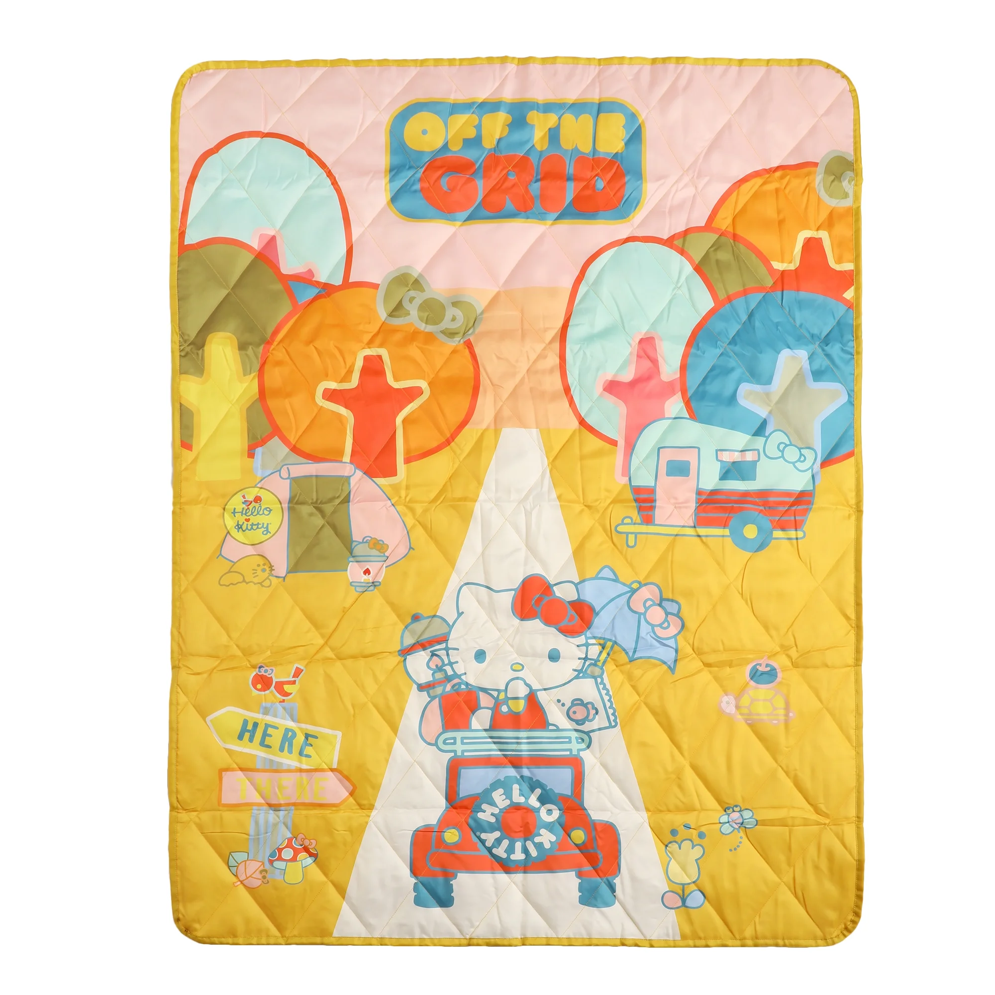 Hello Kitty Off To Camp Waterproof Quilted Camping Throw Blanket