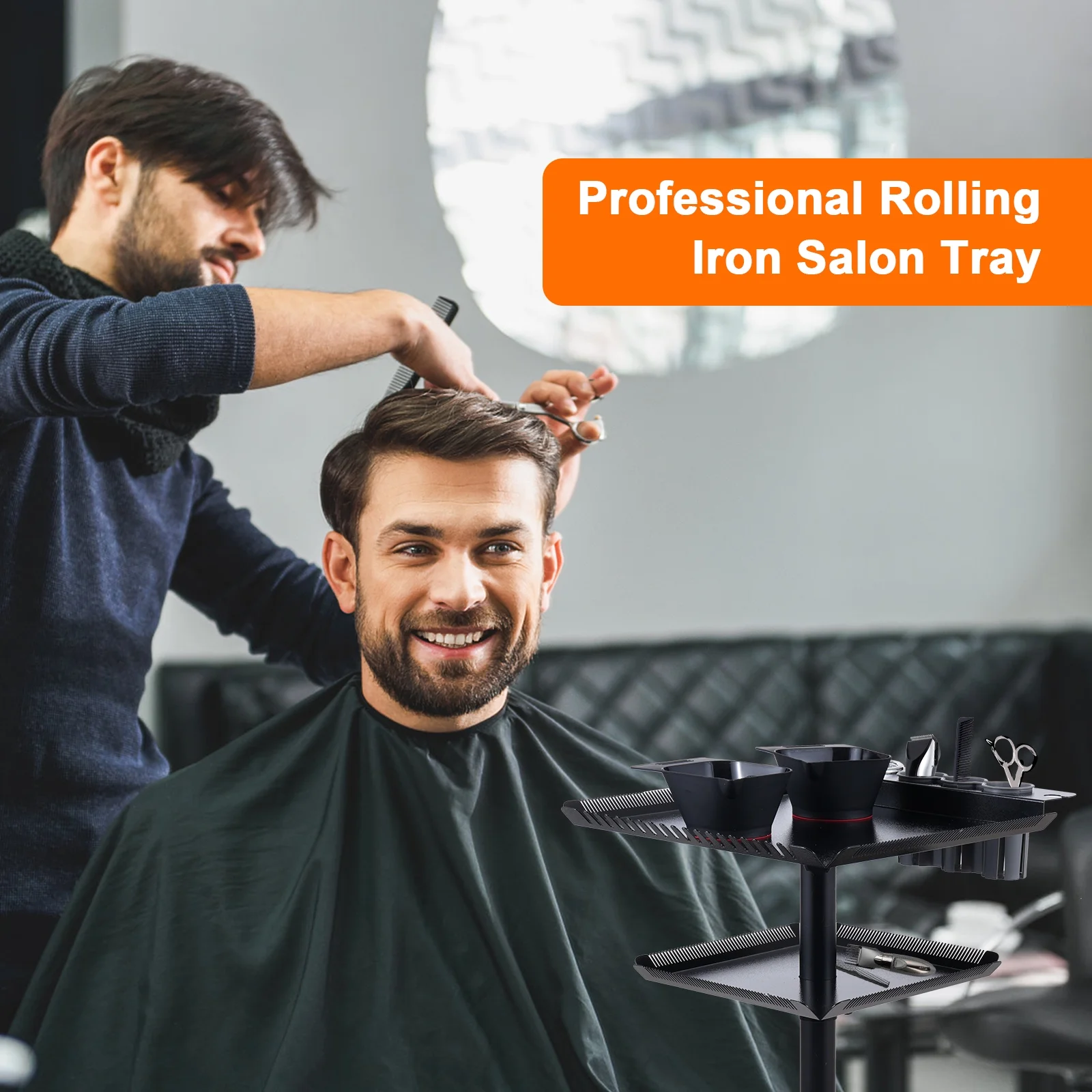 Bestauty Trolley,Station Hair Salon Stand Movable Cart Stand Movable Salons Cart Station Hair Hair On Wheels 2-tier Salon Cart Beauty Hair With 2 Adjustable Salon Cart Station On Wheels