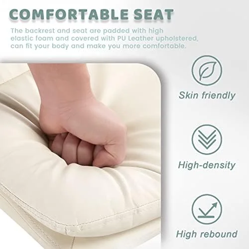 HYHBIBOOM Armless Office Desk Chair No Wheels PU Leather Wide Office Chair Criss Cross Legged Home Office Chair Mid-Back Computer Chair with Thickened Cushion Ergonomic Computer Task Chai