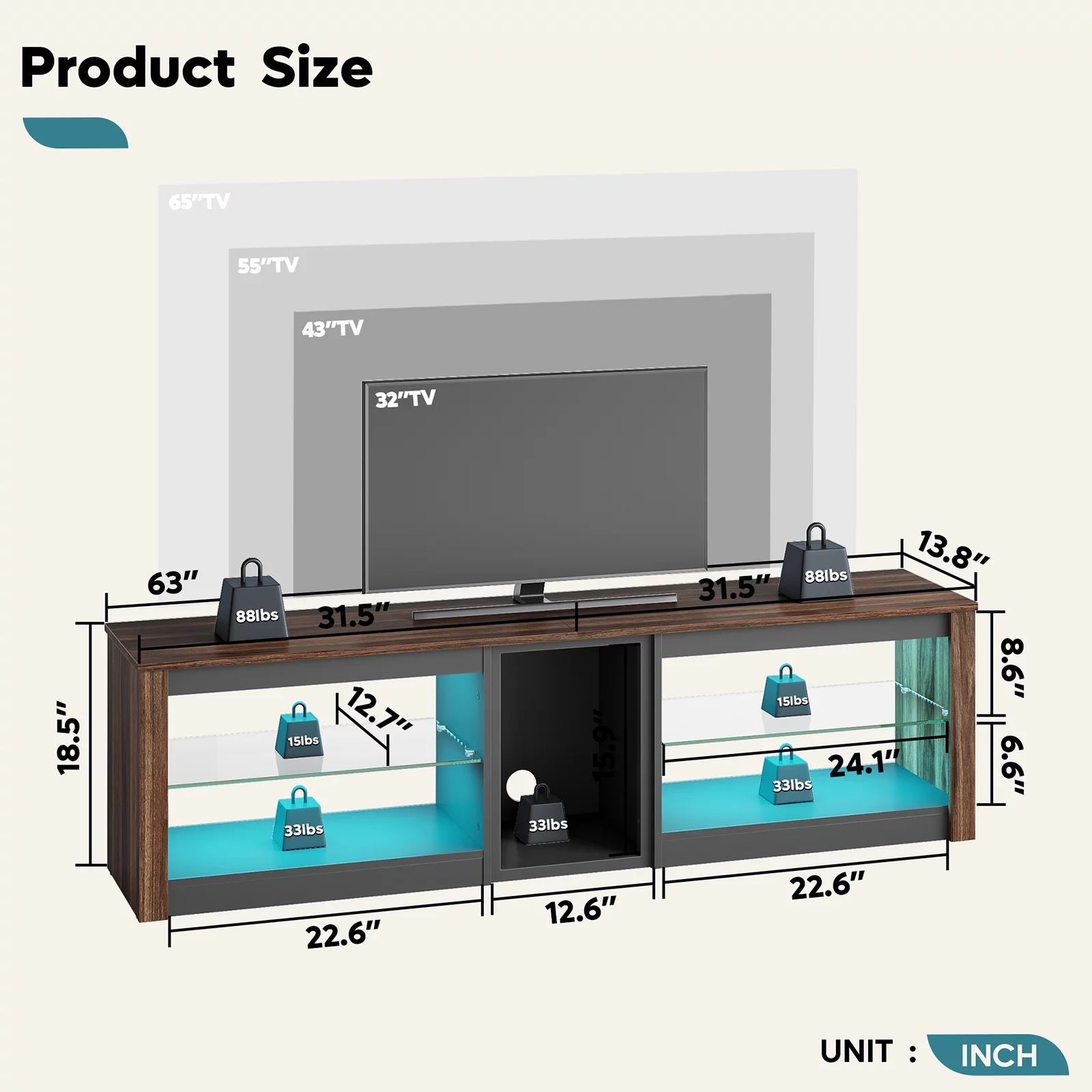Bestier TV Stand for TVs up to 65