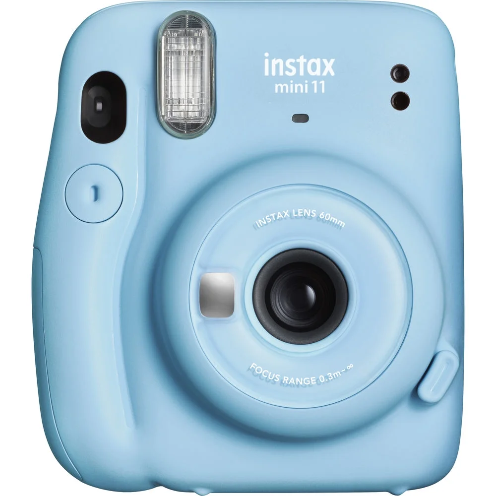 FUJIFILM INSTAX Mini 11 Instant Film Camera (Sky Blue) + 4X Rechargeable Battery + Mini Film  White Printer Kit (3 Pack)