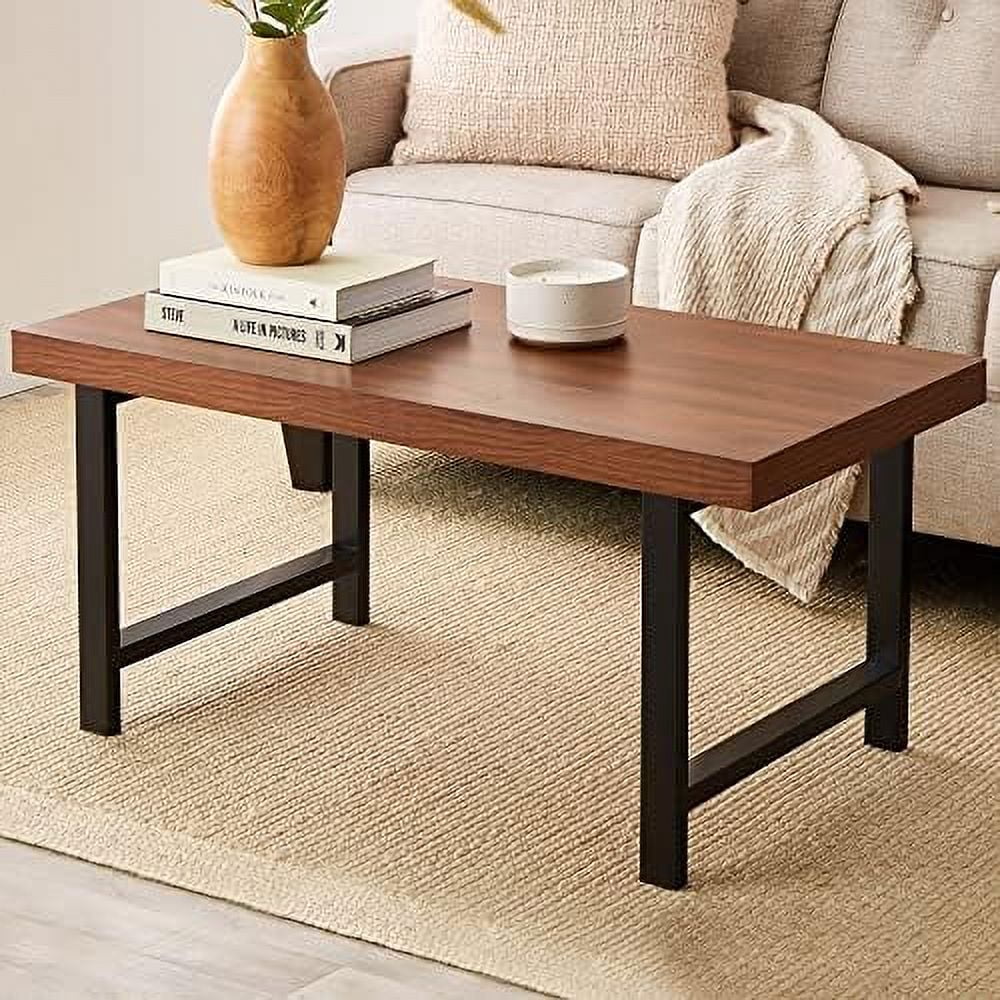 TJCGDTY 44in Modern Coffee Table Butcher Block Top Large Accent Table  Rectangular Wood Industrial Rustic Coffee Table for Living Room w/ 2in Metal Legs  3in Tabletop - Gray