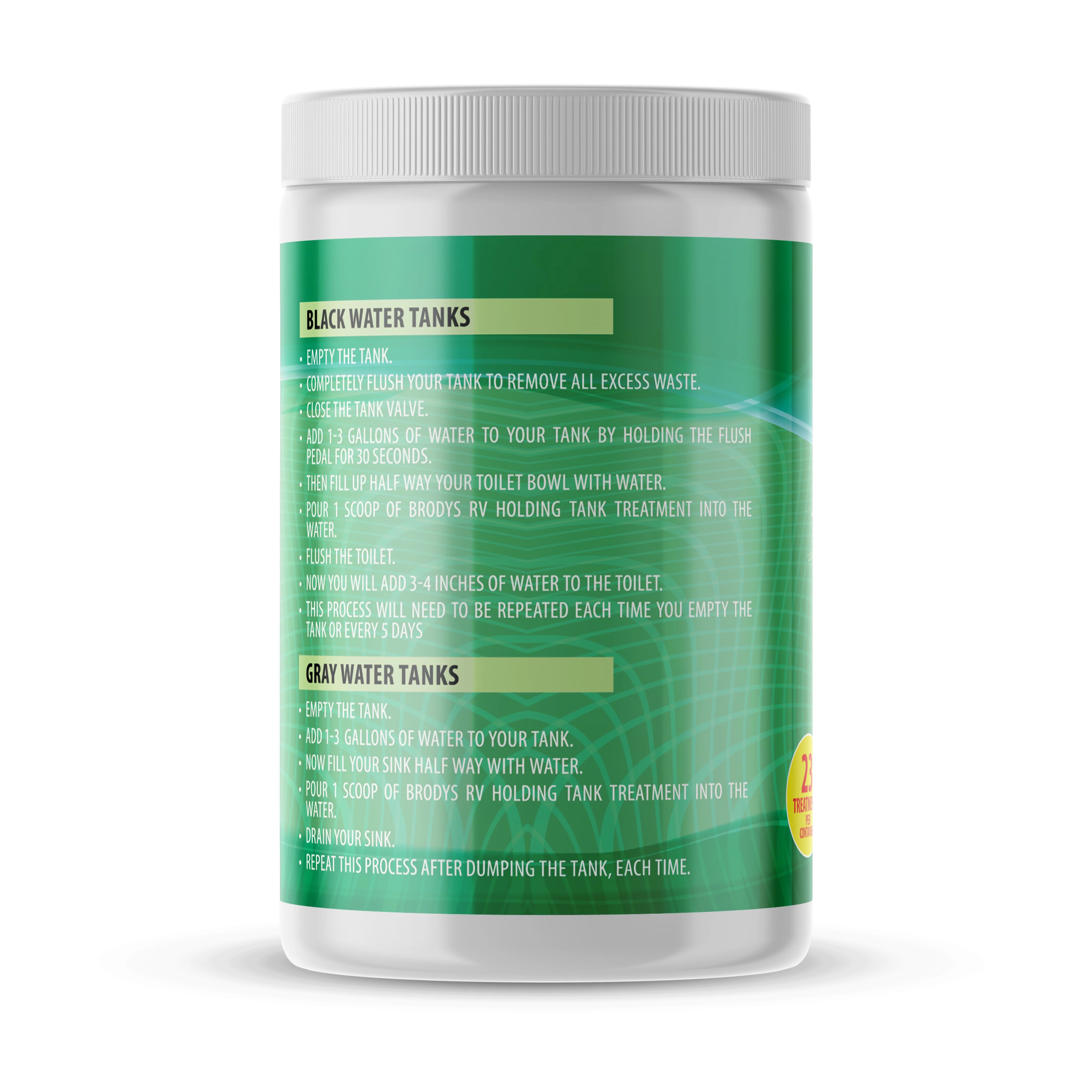 BRODYS - RV Holding Tank Treatment - Black and Gray - Odor Eliminator and Breaks Down Waste - POWDER FORMULA (Camping and Marine), Must have accessory for all RVs - 23 TREATMENTS