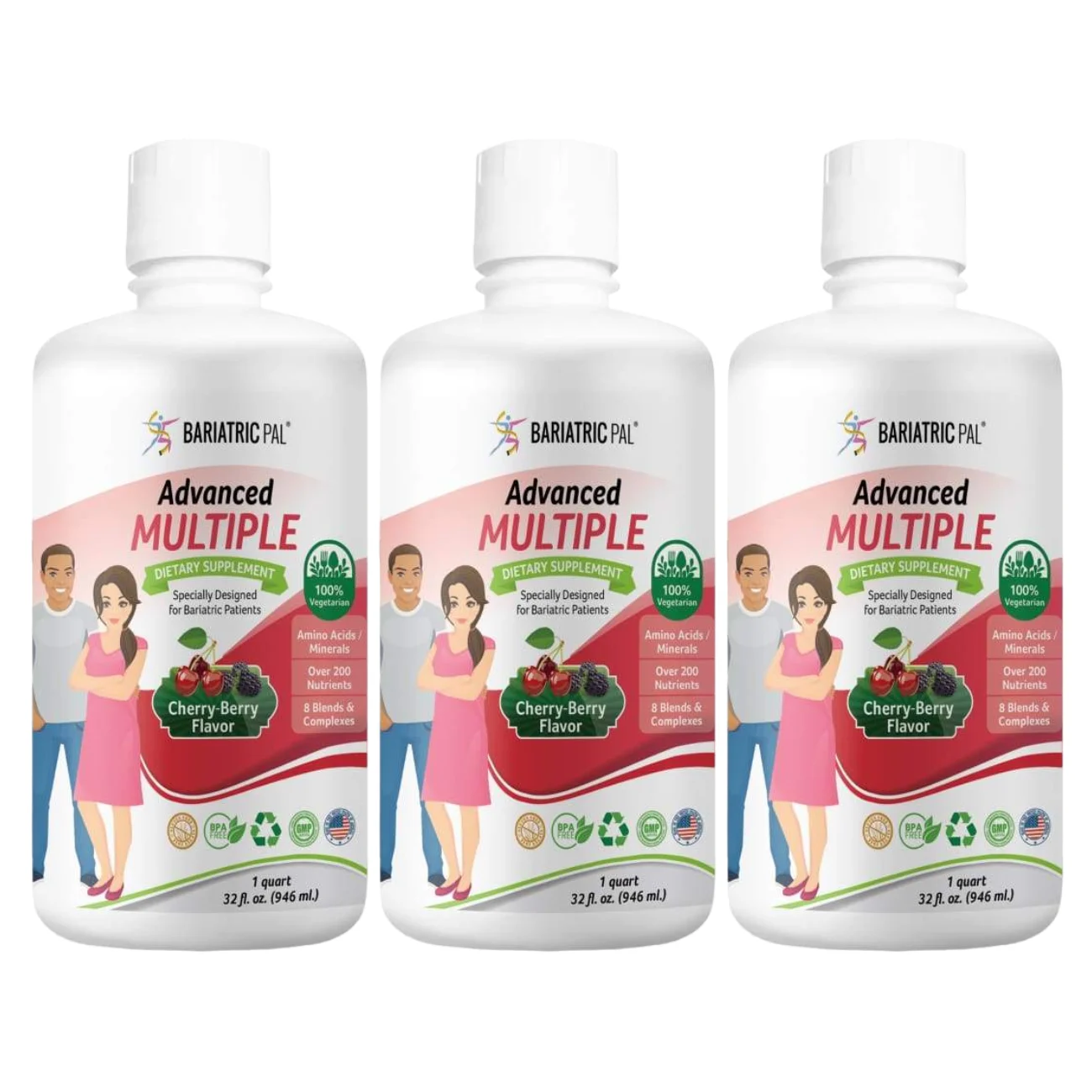Liquid Advanced Multivitamin (Cherry-Berry Flavor) by BariatricPal Size: 3-Pack