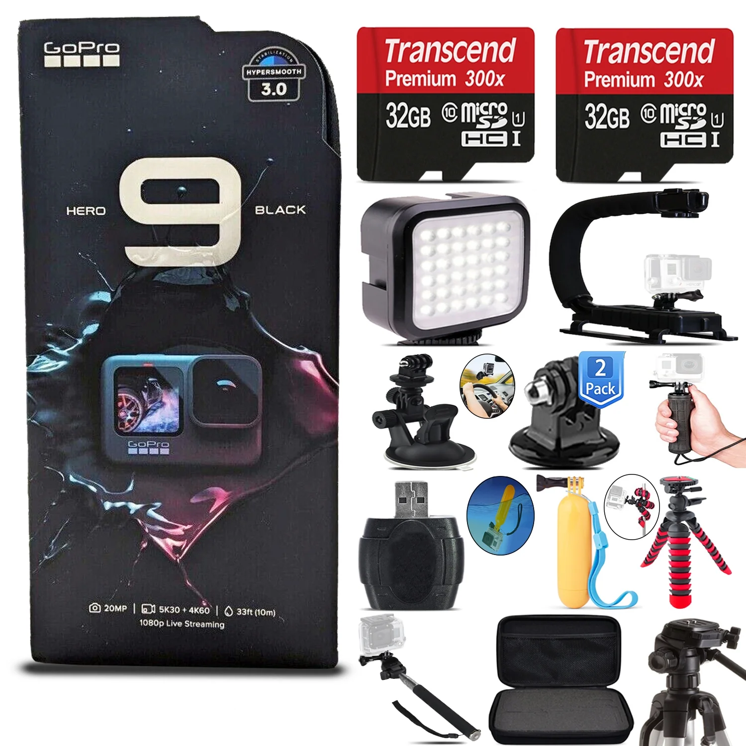 GoPro HERO9 Black Waterproof 4K Action Camera CHDHX-501 + 64GB - Essential Kit