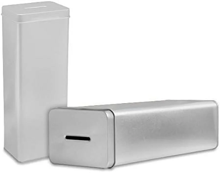 Tall High Metal Tin Charity Donation Box Tip Container Coin Collection Box Ticket Box 10