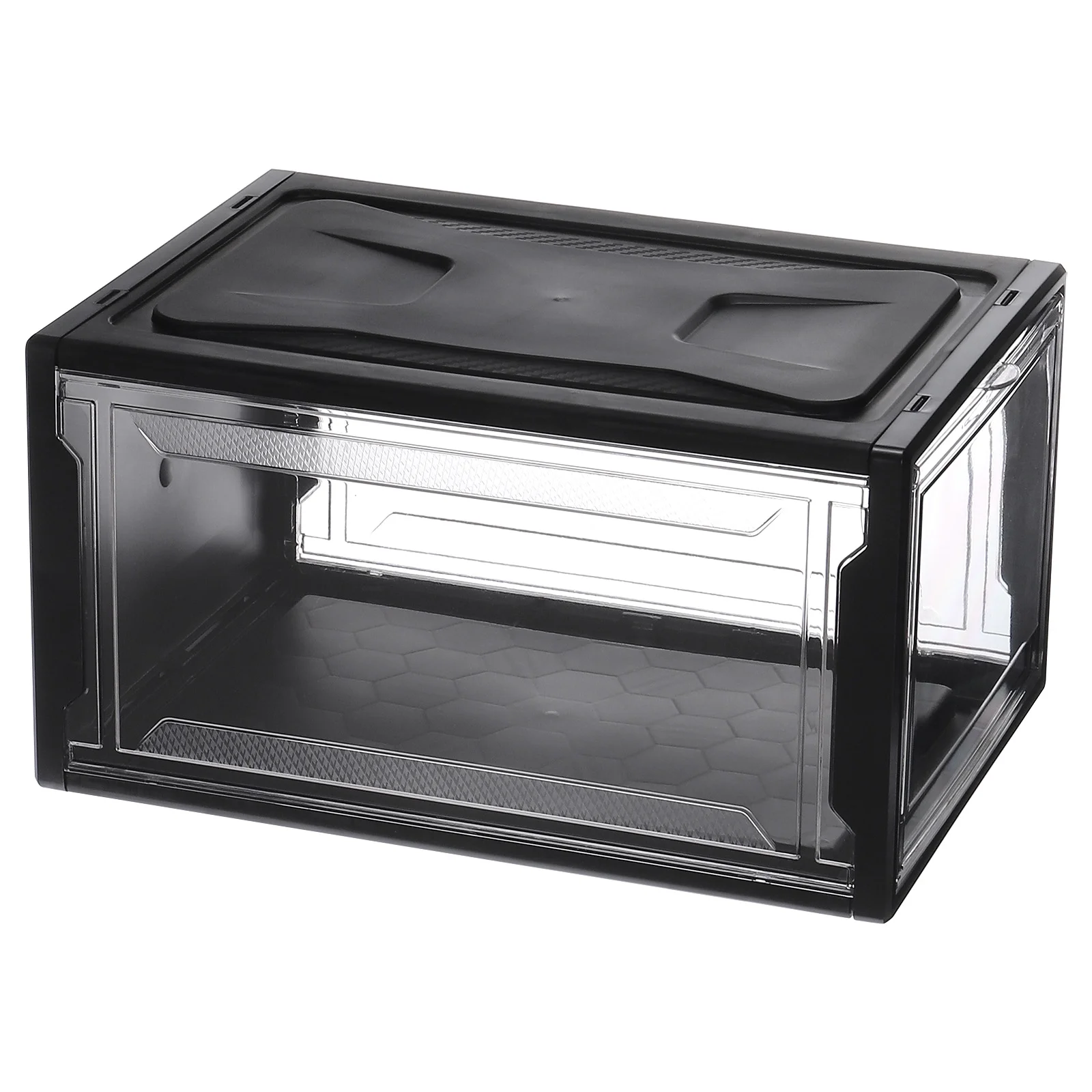 Uxcell 6PCS PMMA Shoe Display Case 14.17x10.63x7.87 Inch PP Transparent Black Large Magnetic Front Door Stackable