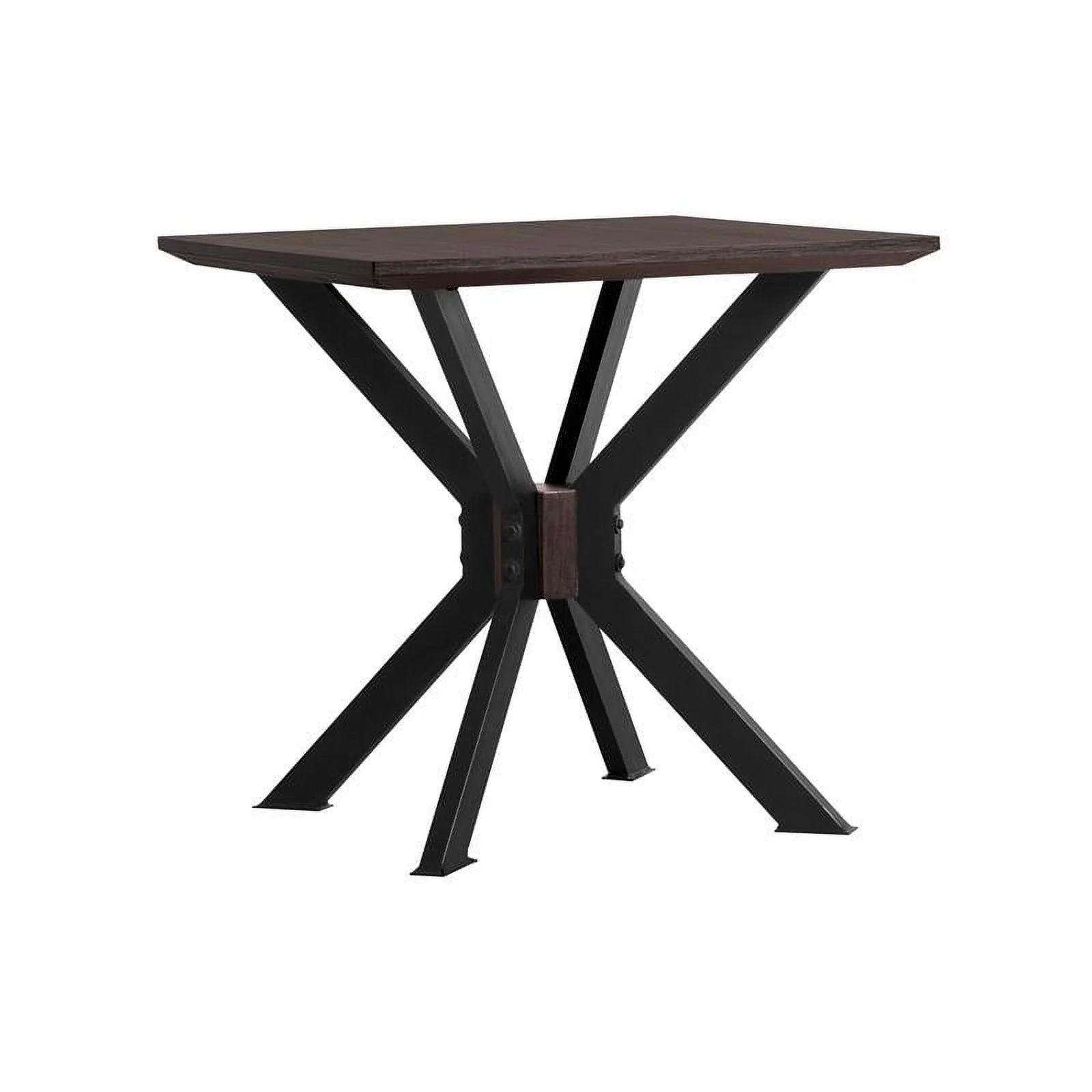 Allora Modern Wood End Table in Brushed Coffee Bean Brown/Black