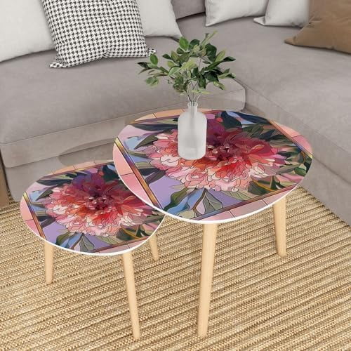 JDZHAPPYLIFE Small Coffee Nesting  an Multi Color Stained Glass Triangle End  Center   Modern   Room Bedroom Balcony