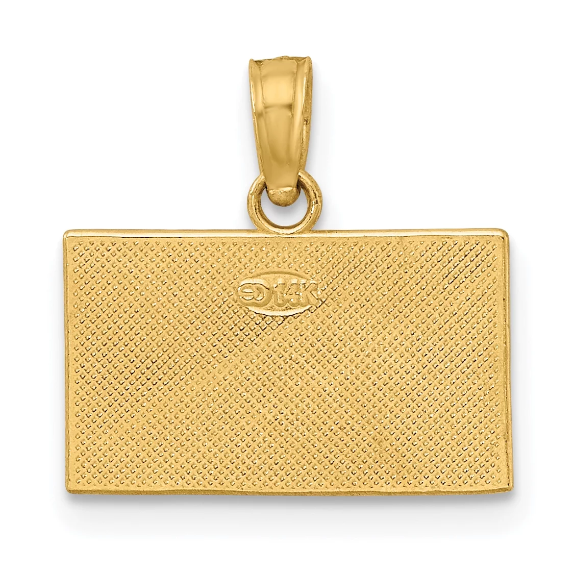 Carat in Karats 14K Yellow Gold Dive Flag With Red & Enamel Pendant Charm (14.7mm x 15.95mm) With 14K Yellow Gold Lightweight Rope Chain Necklace 20''