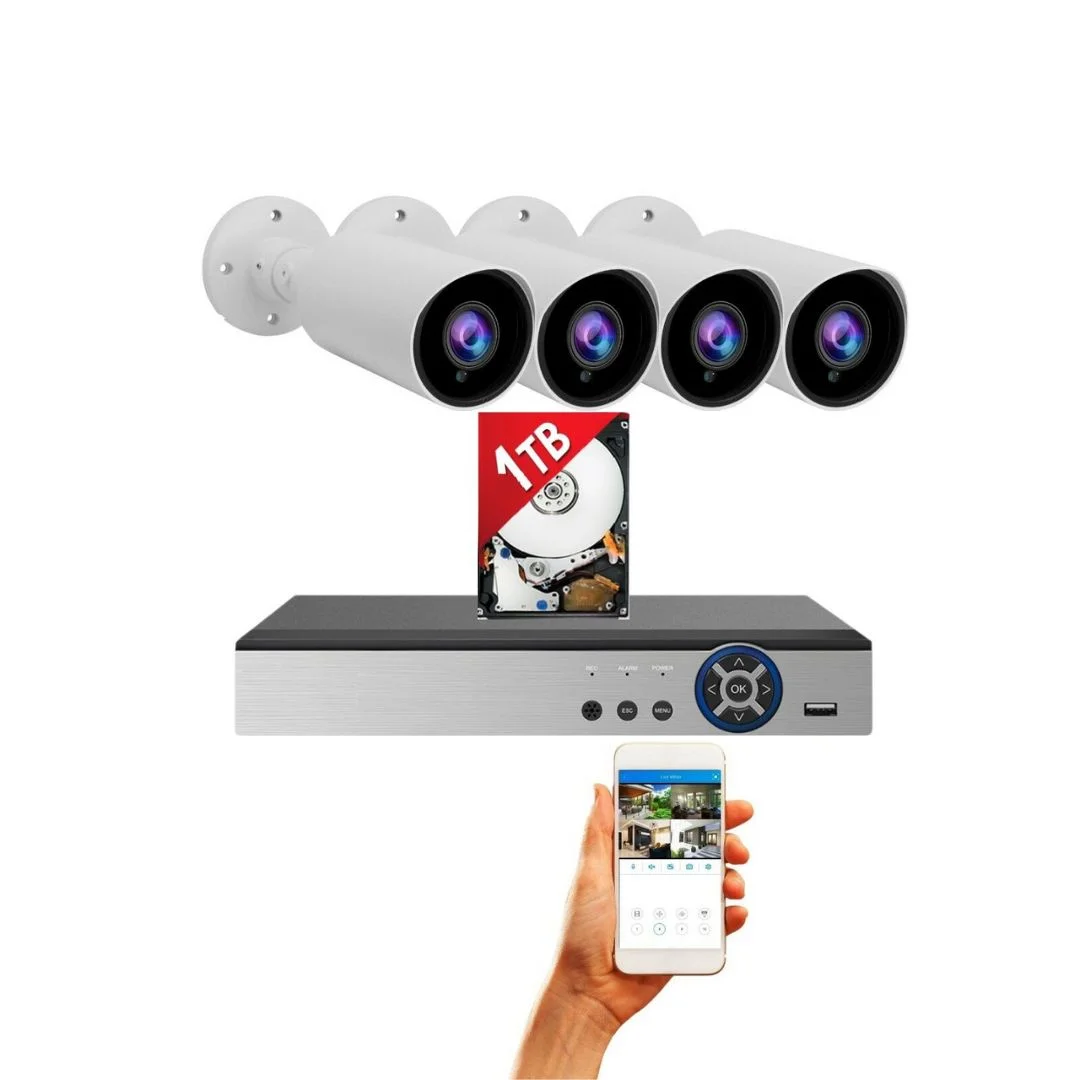 Evertech 8 Channel Digital Video Recorder With 4 Bullet Security Cameras 1080P HD Outdoor Surveillance System 1TB Storage for Recording Playback Remote Viewing