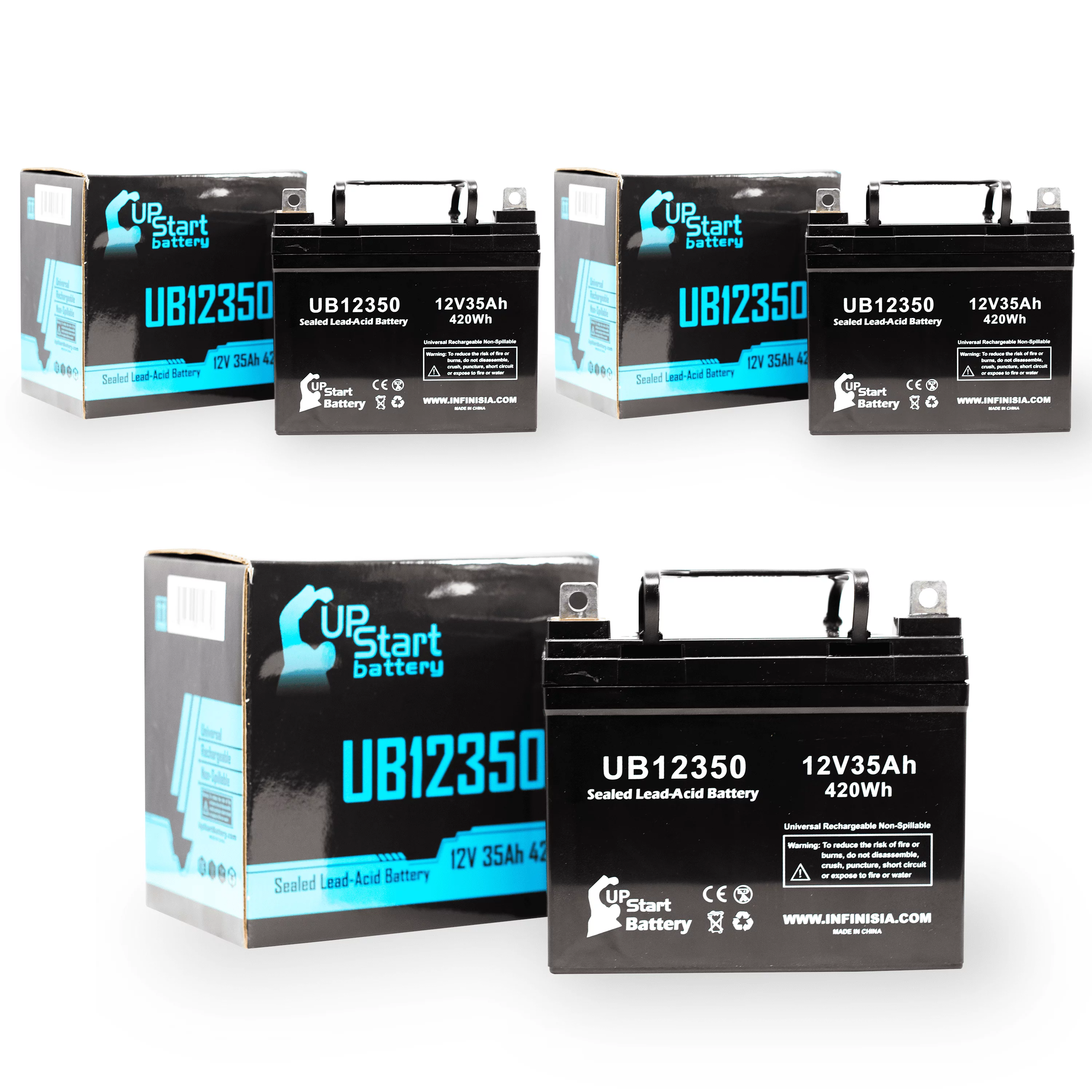 3x Pack - Compatible Pride VICTORY SCOOTER Battery - Replacement UB12350 Universal Sealed Lead Acid Battery (12V, 35Ah, 35000mAh, L1 Terminal, AGM, SLA)