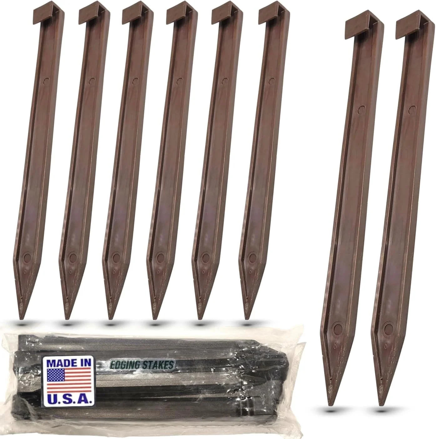 Made (25 Pack) Brown Nylon Landscape Edging Anchoring Plastic Ground Stakes, 10-Inch Length Brown Garden Edging Spikes - (Fits Most Brands Easyflex Dimex Proflex) (25)