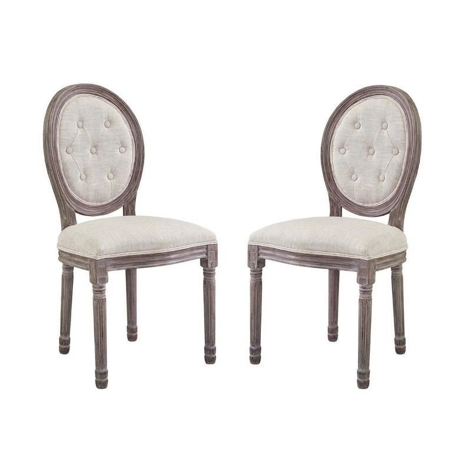 Home Square 2 Piece Upholstered Fabric Dining Side Chair Set in Beige