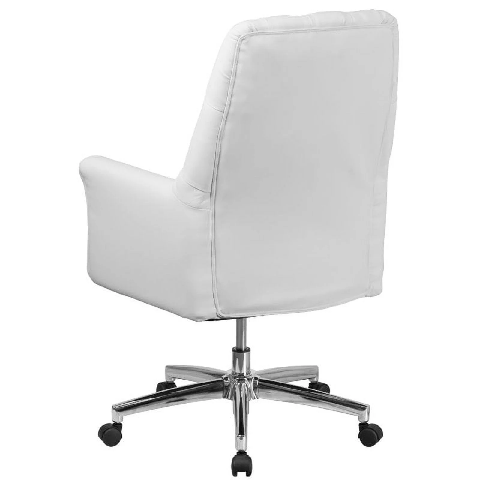 Scranton & Co Traditional Faux Leather Mid Back Swivel Office Chair in White