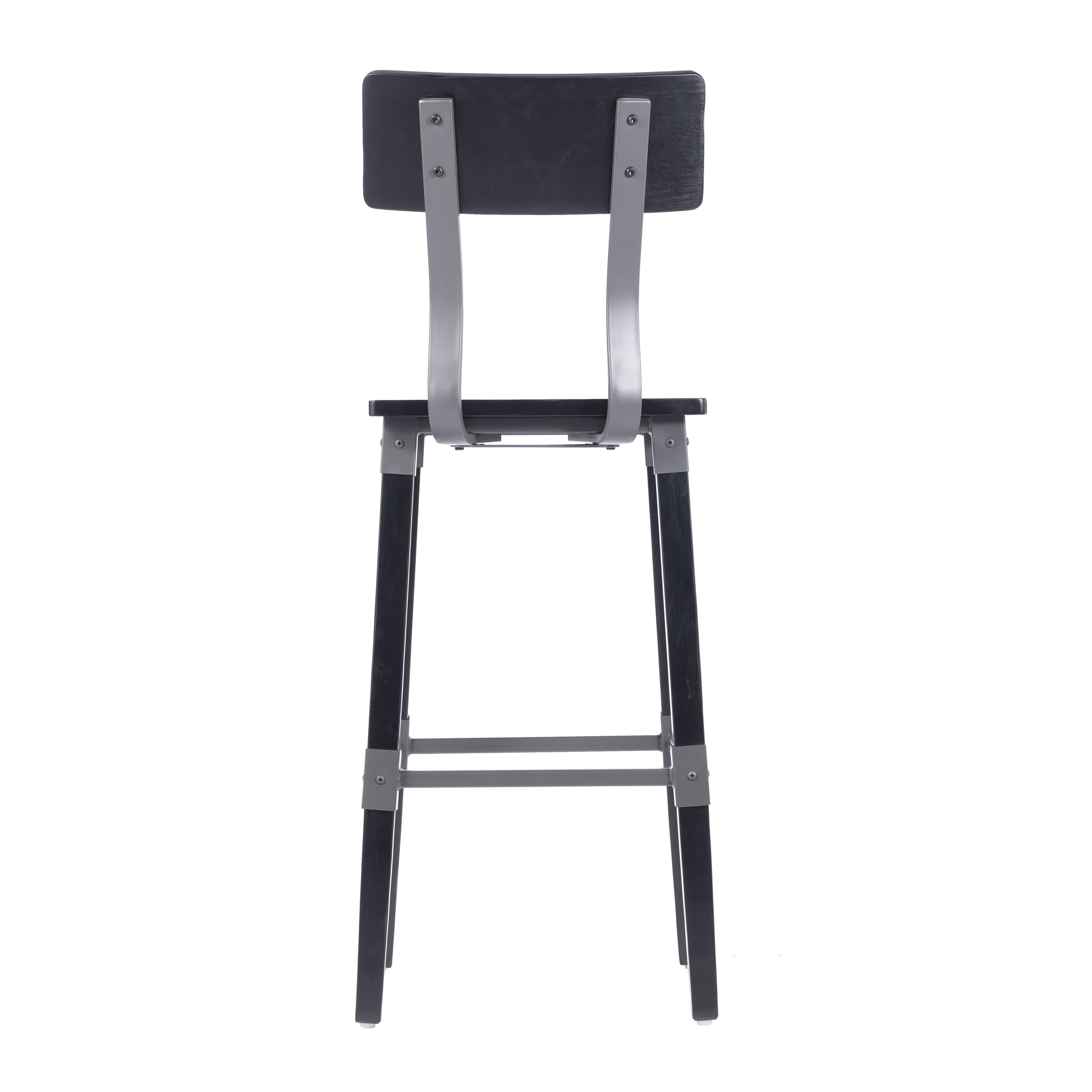 Flash Furniture 2 Pack Commercial Grade Rustic Black Industrial Wood Dining Barstool