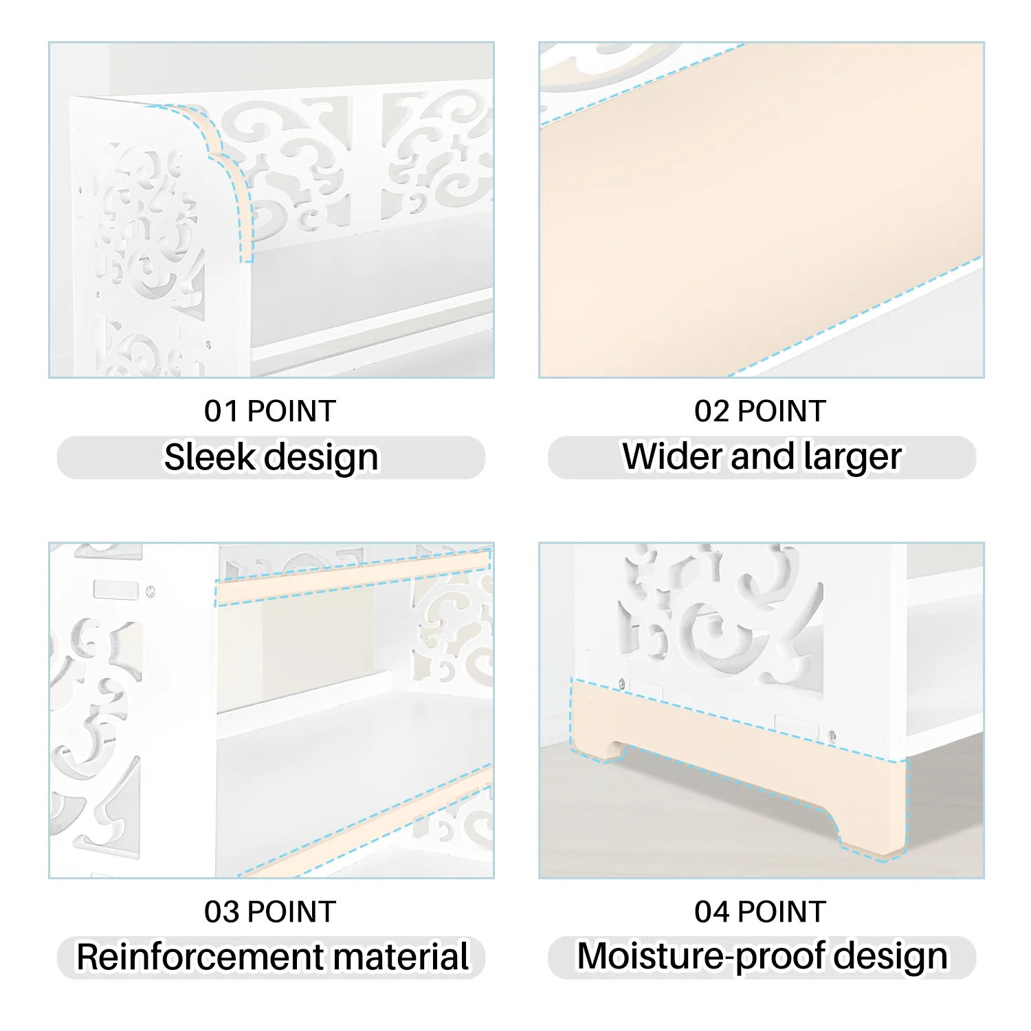 Versatile 5-Tier Wood-Plastic Shoe Rack Shoes Tower 15 of pairs of shoe White Finish