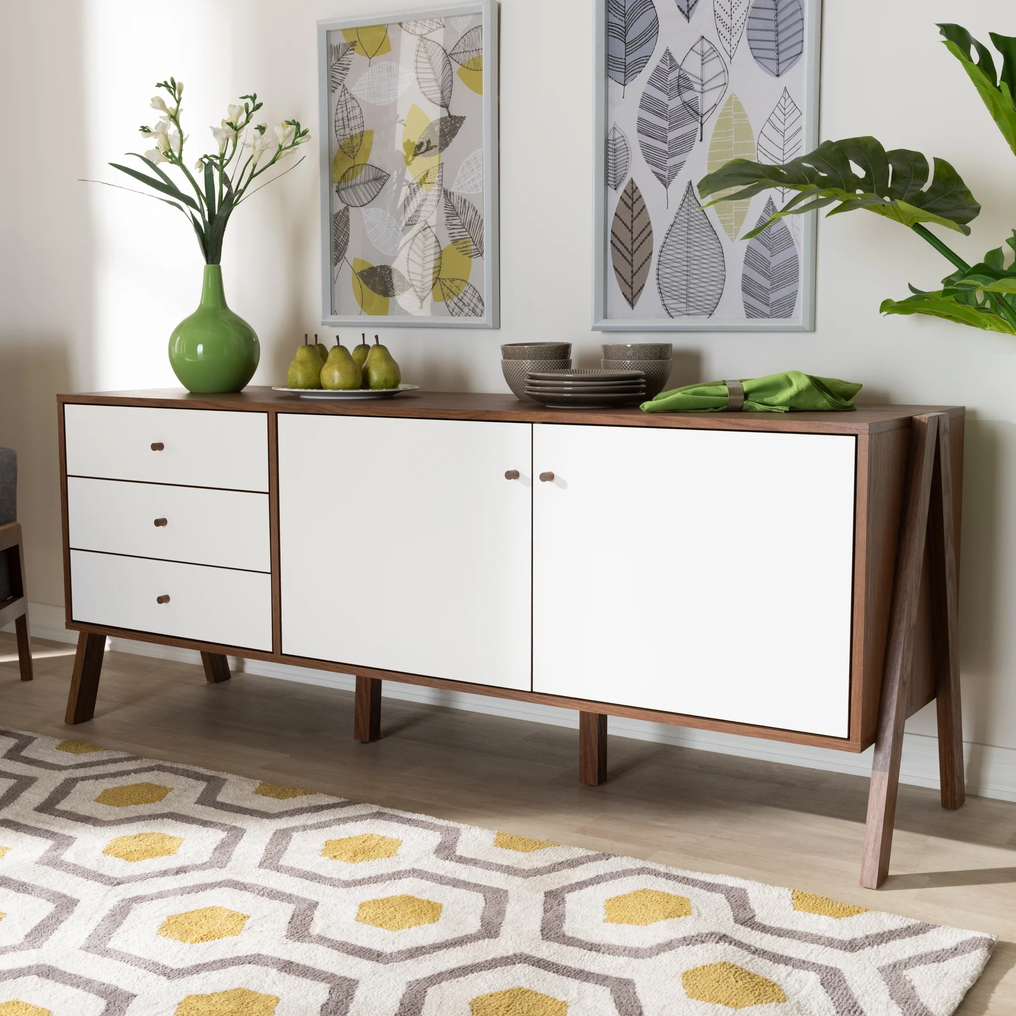 Willow White and Walnut Sideboard by Bellamy Studios